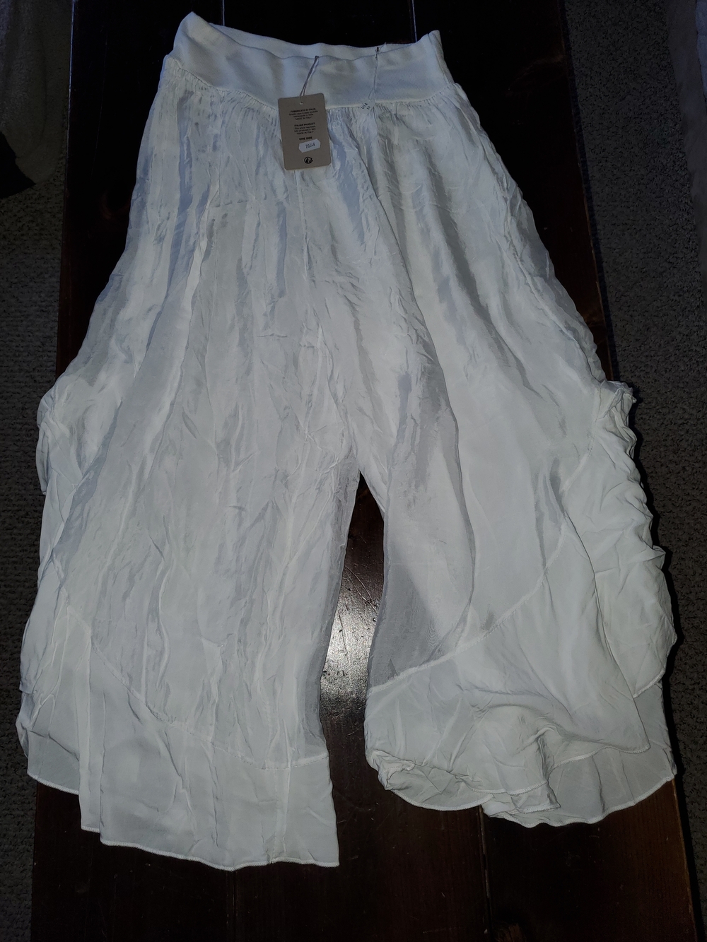 White Flowing Wide-Leg Gauze Pants